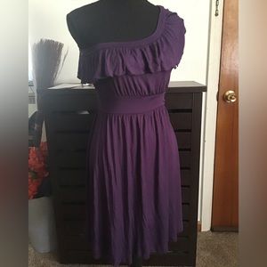 Purple off the shoulder ruffle dress
